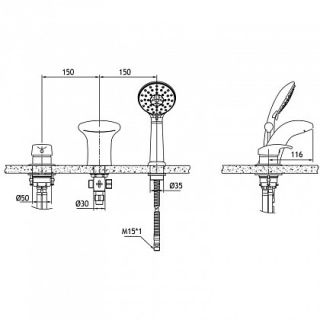 Смеситель Bravat Cobra F5140197CP-1-RUS на борт ванны